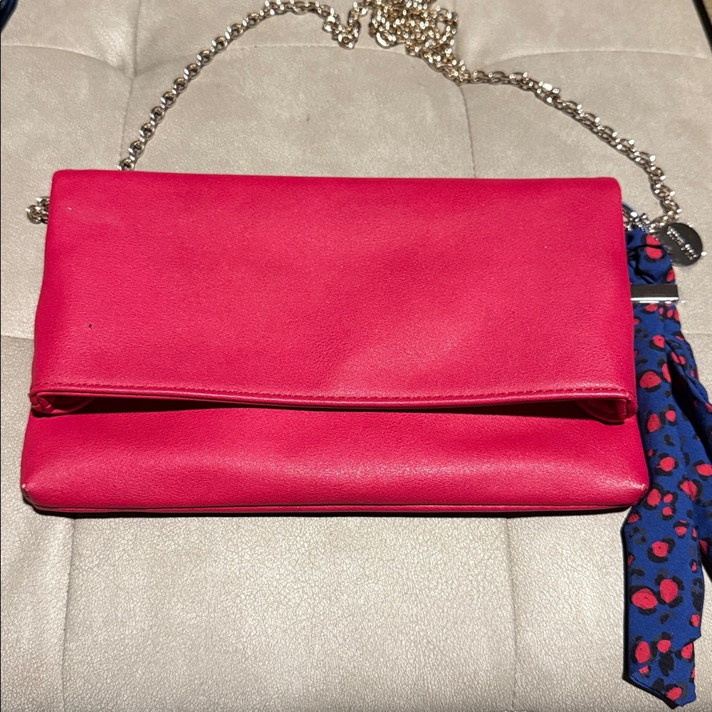 Chic Pink Clutch with Chain Crossbody Strap